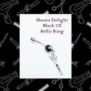 5/$10 | Shears Delight Black CZ Belly Ring